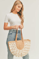 MB0179 Round Bottom Shape Straw Tote Bag - MiMi Wholesale