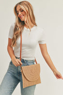 MB0181 Eden Striped Straw Crossbody/Clutch - MiMi Wholesale