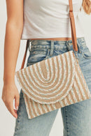 MB0183 Remi Mixed Color Straw Crossbody/Clutch - MiMi Wholesale