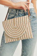 MB0183 Remi Mixed Color Straw Crossbody/Clutch - MiMi Wholesale
