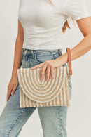 MB0183 Remi Mixed Color Straw Crossbody/Clutch - MiMi Wholesale