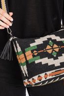 MB0194 Jazmin Felt Aztec Crossbody Bag With Tassel - MiMi Wholesale