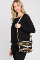 MB0194 Jazmin Felt Aztec Crossbody Bag With Tassel - MiMi Wholesale
