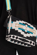 MB0194 Jazmin Felt Aztec Crossbody Bag With Tassel - MiMi Wholesale
