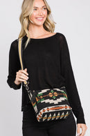 MB0194 Jazmin Felt Aztec Crossbody Bag With Tassel - MiMi Wholesale