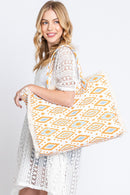 MB0201 Esmerelda Boho Pattern Fringe Tote Bag - MiMi Wholesale