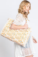 MB0201 Esmerelda Boho Pattern Fringe Tote Bag - MiMi Wholesale