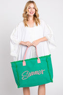 MB0204 Sewn Rope Summer Letter Fringe Tote Bag - MiMi Wholesale
