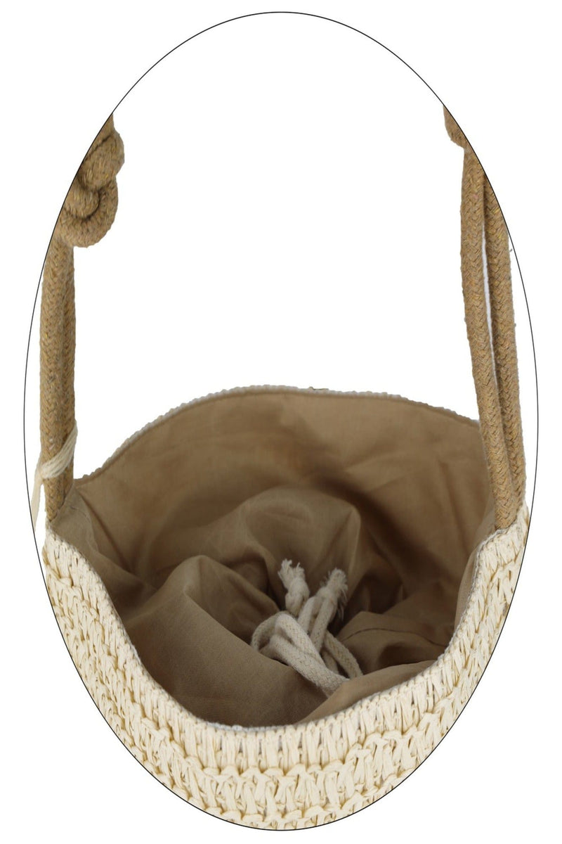 MB0209 Cora Straw Bucket Bag With Tassel - MiMi Wholesale