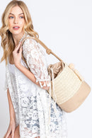 MB0209 Cora Straw Bucket Bag With Tassel - MiMi Wholesale