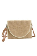 MB0212 Frayed Trim Straw Crossbody/Clutch - MiMi Wholesale