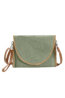 MB0212 Frayed Trim Straw Crossbody/Clutch - MiMi Wholesale