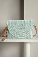 MB0215 Georgia Striped Straw Crossbody/Clutch - MiMi Wholesale