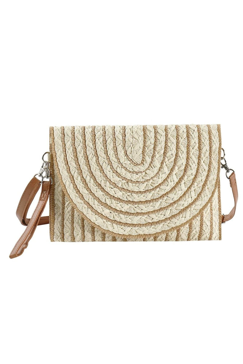 MB0215 Georgia Striped Straw Crossbody/Clutch - MiMi Wholesale