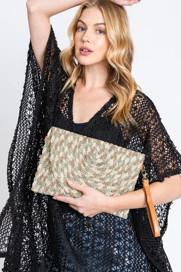 MB0220 Valerie Lurex Mixed Colored Straw Clutch/Crossbody - MiMi Wholesale