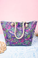 MB0224 Hand Drawn Sea Life Print Beach Tote Bag - MiMi Wholesale