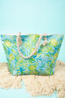 MB0227 Hand Drawn Lime Print Beach Tote Bag - MiMi Wholesale