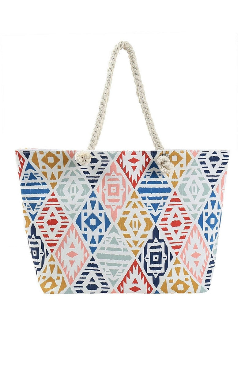 MB0229 Aztec Print Beach Tote Bag - MiMi Wholesale