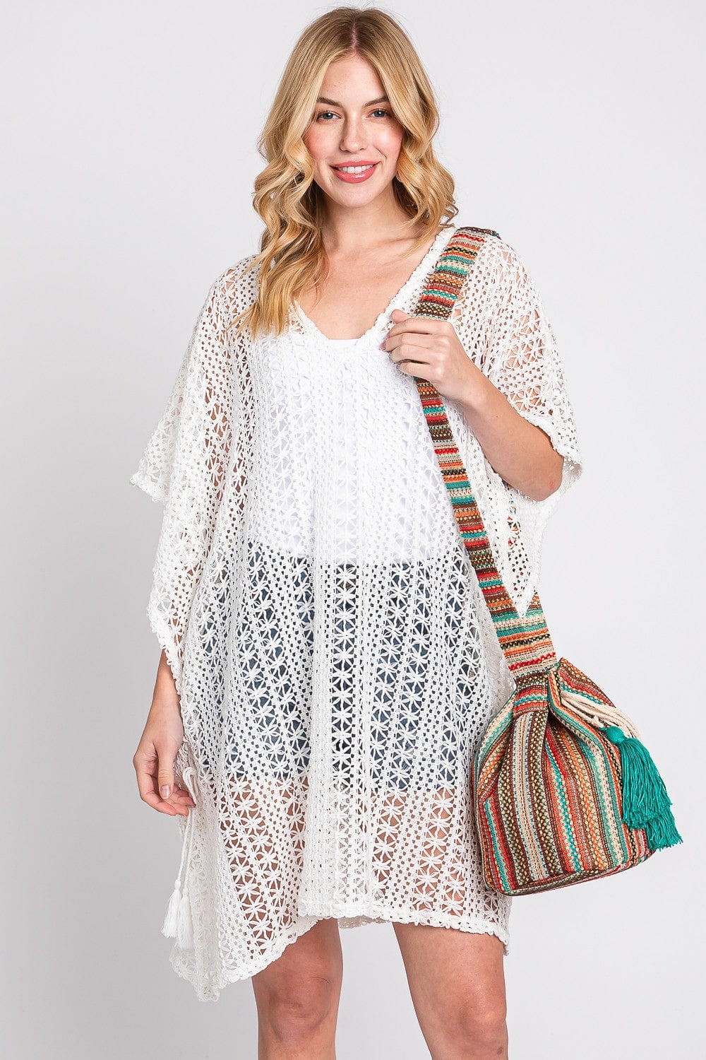 MB0233 Leila Multi Colored Striped Bucket Bag - MiMi Wholesale