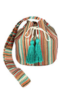 MB0233 Leila Multi Colored Striped Bucket Bag - MiMi Wholesale
