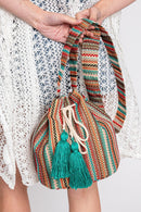 MB0233 Leila Multi Colored Striped Bucket Bag - MiMi Wholesale