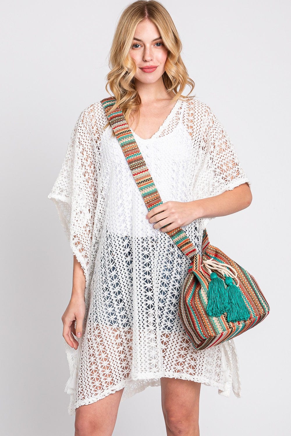 MB0233 Leila Multi Colored Striped Bucket Bag - MiMi Wholesale
