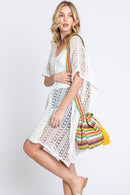 MB0234 Ayla Multi Color Chevron Straw Bucket Bag - MiMi Wholesale