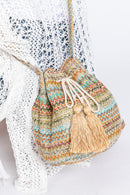 MB0235 Aspen Multi Color Chevron Straw Bucket Bag - MiMi Wholesale