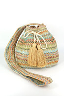 MB0235 Aspen Multi Color Chevron Straw Bucket Bag - MiMi Wholesale