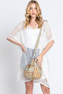 MB0235 Aspen Multi Color Chevron Straw Bucket Bag - MiMi Wholesale