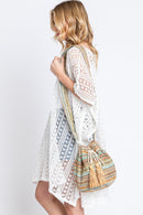 MB0235 Aspen Multi Color Chevron Straw Bucket Bag - MiMi Wholesale