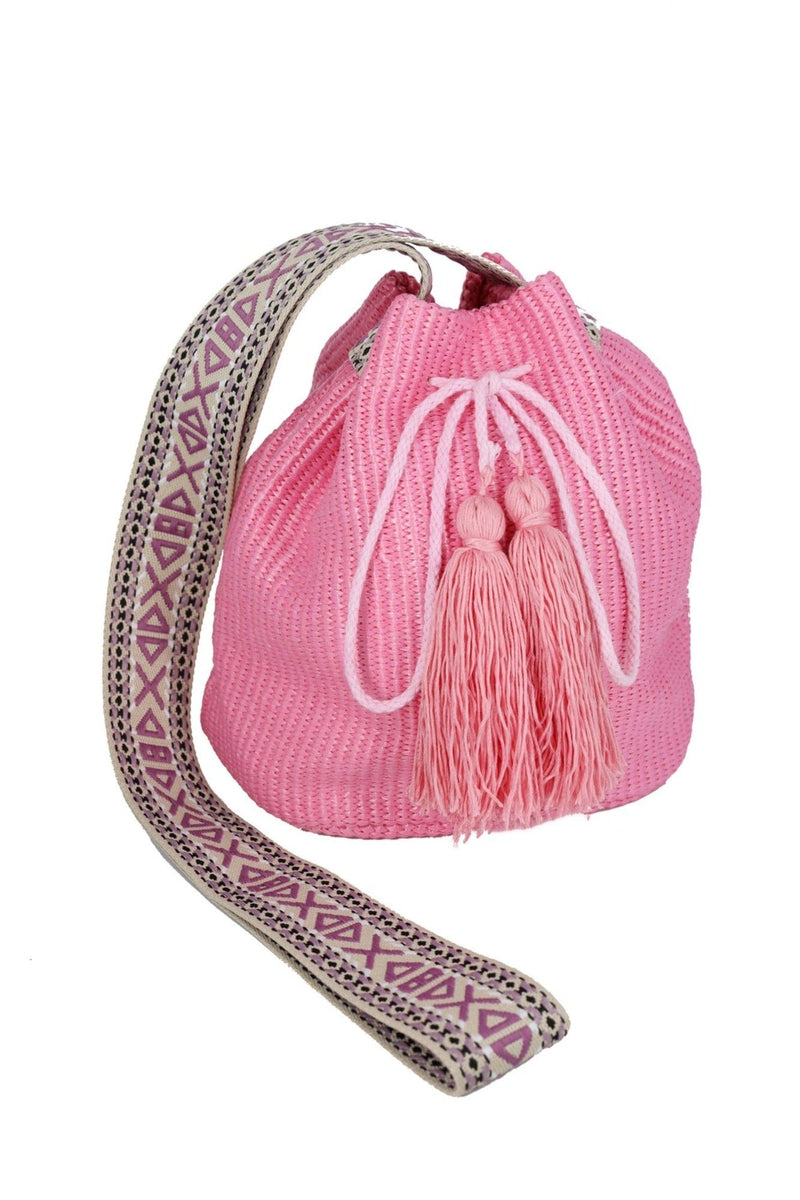 MB0238 Sol Multi Color Bucket Bag With Aztec Strap - MiMi Wholesale