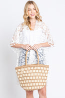 MB0243 Ronnie Two Tone Straw Bag - MiMi Wholesale