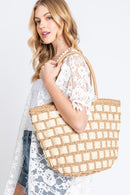 MB0243 Ronnie Two Tone Straw Bag - MiMi Wholesale