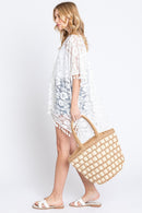 MB0243 Ronnie Two Tone Straw Bag - MiMi Wholesale