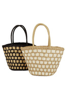 MB0243 Ronnie Two Tone Straw Bag - MiMi Wholesale