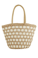 MB0243 Ronnie Two Tone Straw Bag - MiMi Wholesale