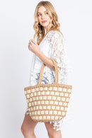 MB0243 Ronnie Two Tone Straw Bag - MiMi Wholesale