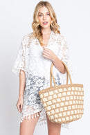 MB0243 Ronnie Two Tone Straw Bag - MiMi Wholesale