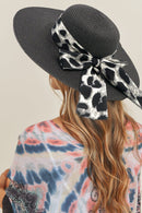 MH0024 Leopard Print Bow Summer Floppy Hat - MiMi Wholesale