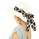 MH0024 Leopard Print Bow Summer Floppy Hat - MiMi Wholesale