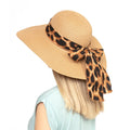 MH0024 Leopard Print Bow Summer Floppy Hat - MiMi Wholesale