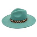 MH0047 Fedora Leopard Band Trim Felt Hat - MiMi Wholesale