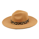 MH0047 Fedora Leopard Band Trim Felt Hat - MiMi Wholesale