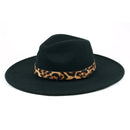 MH0047 Fedora Leopard Band Trim Felt Hat - MiMi Wholesale