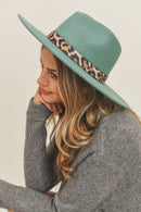 MH0047 Fedora Leopard Band Trim Felt Hat - MiMi Wholesale