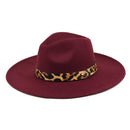 MH0047 Fedora Leopard Band Trim Felt Hat - MiMi Wholesale