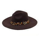 MH0047 Fedora Leopard Band Trim Felt Hat - MiMi Wholesale