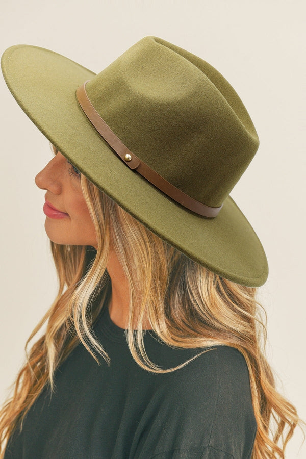 MH0053 Fedora Band Trim Felt Hat - MiMi Wholesale