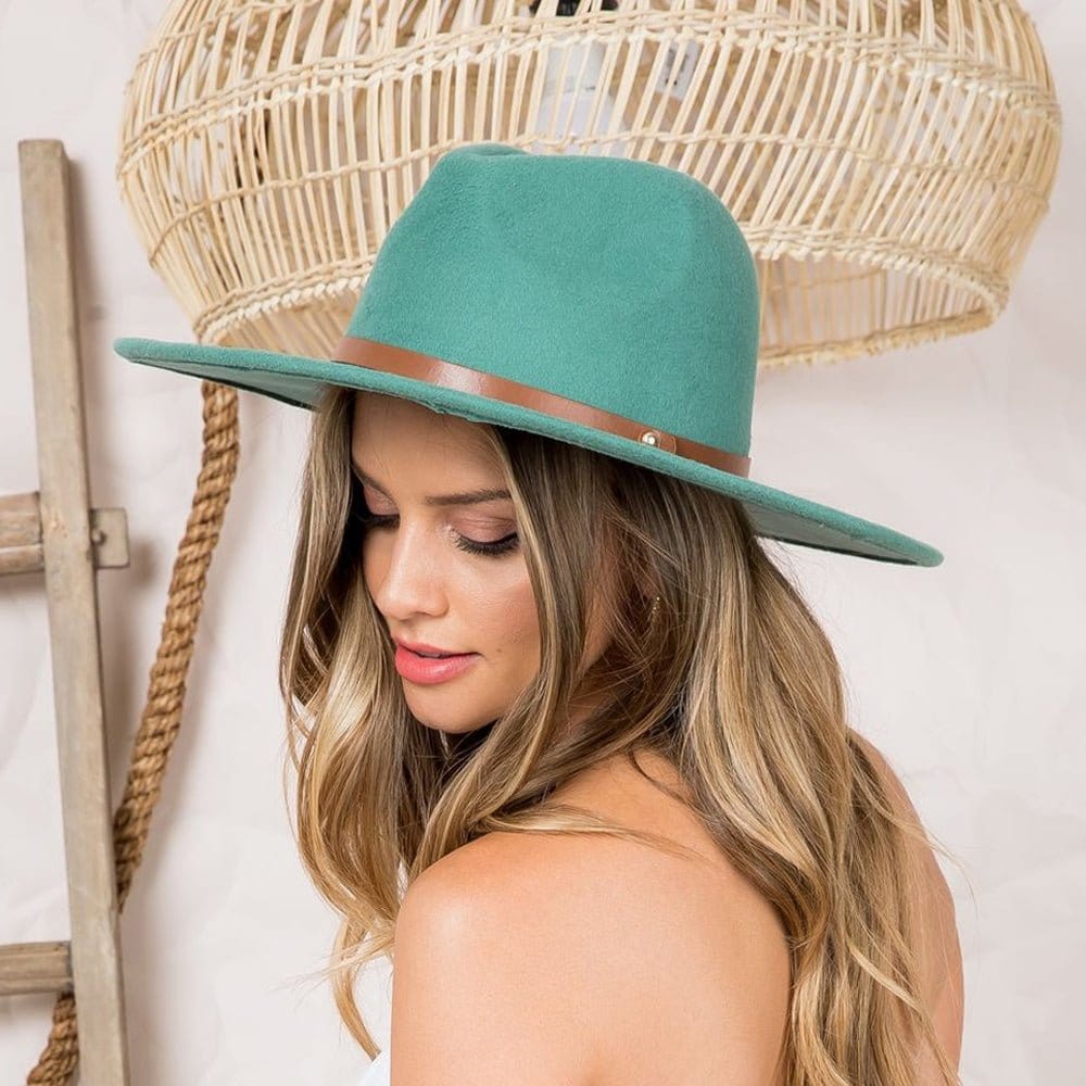 MH0053 Fedora Band Trim Felt Hat - MiMi Wholesale